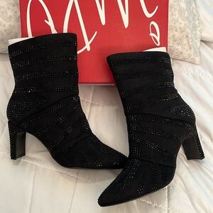 Black rhinestone boots